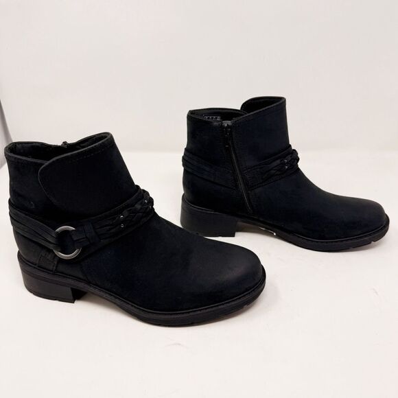 Clarks Black Suede Buckle Boots Size 10 - Picture 1 of 9